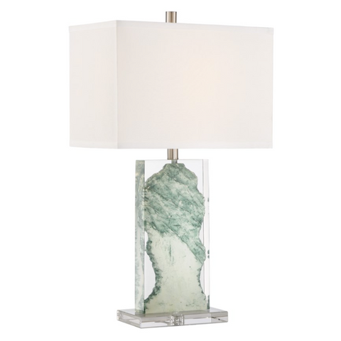Cleon Lucite Abstract Modern Gemstone Table Lamp with Shade by Lite Source in Jade