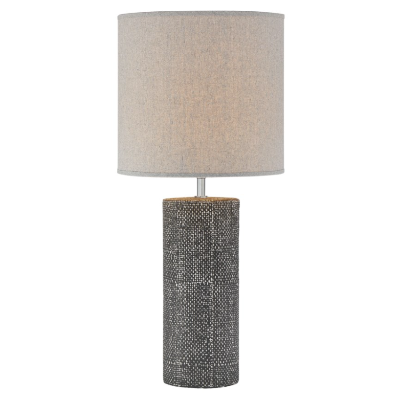 Dustin II Modern Ceramic Textured Table Lamp with Linen Shade by Lite Source 