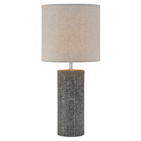 Dustin II Modern Ceramic Textured Table Lamp with Linen Shade by Lite Source 