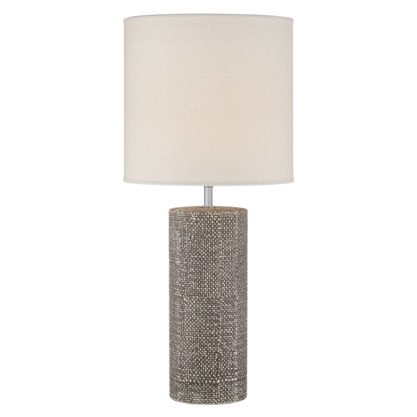 Dustin II Modern Ceramic Textured Table Lamp with Linen Shade by Lite Source 