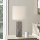 Dustin II Modern Ceramic Textured Table Lamp with Linen Shade by Lite Source 