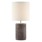 Dustin Small Modern Ceramic Textured Table Lamp with Linen Shade by Lite Source