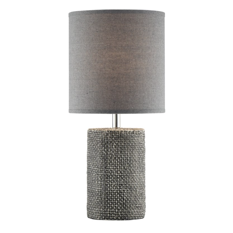 Dustin Small Modern Ceramic Textured Table Lamp with Linen Shade by Lite Source