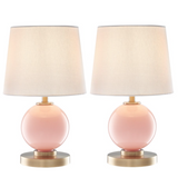 Eliza Rose Glass Round Modern Table Lamps with Linen Shades by Lite Source 