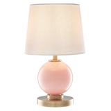 Eliza Rose Glass Round Modern Table Lamps with Linen Shades by Lite Source 