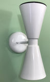 Exterior Dual Cone Wall Sconce Midcentury Modern Outdoor Light Fixture White
