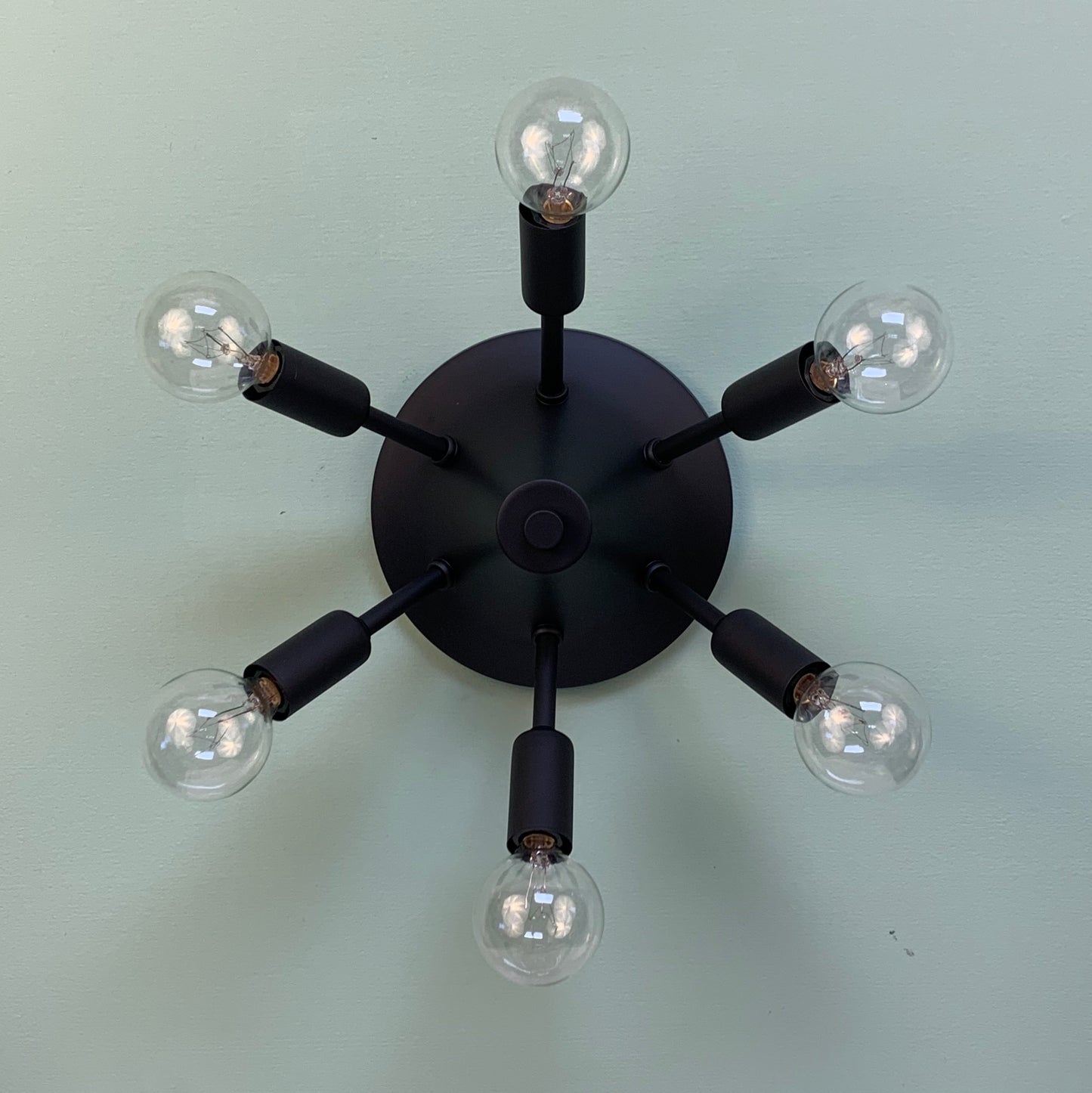 Grand Starlight Mid Century Modern Flush Mount Sputnik in Matte Black