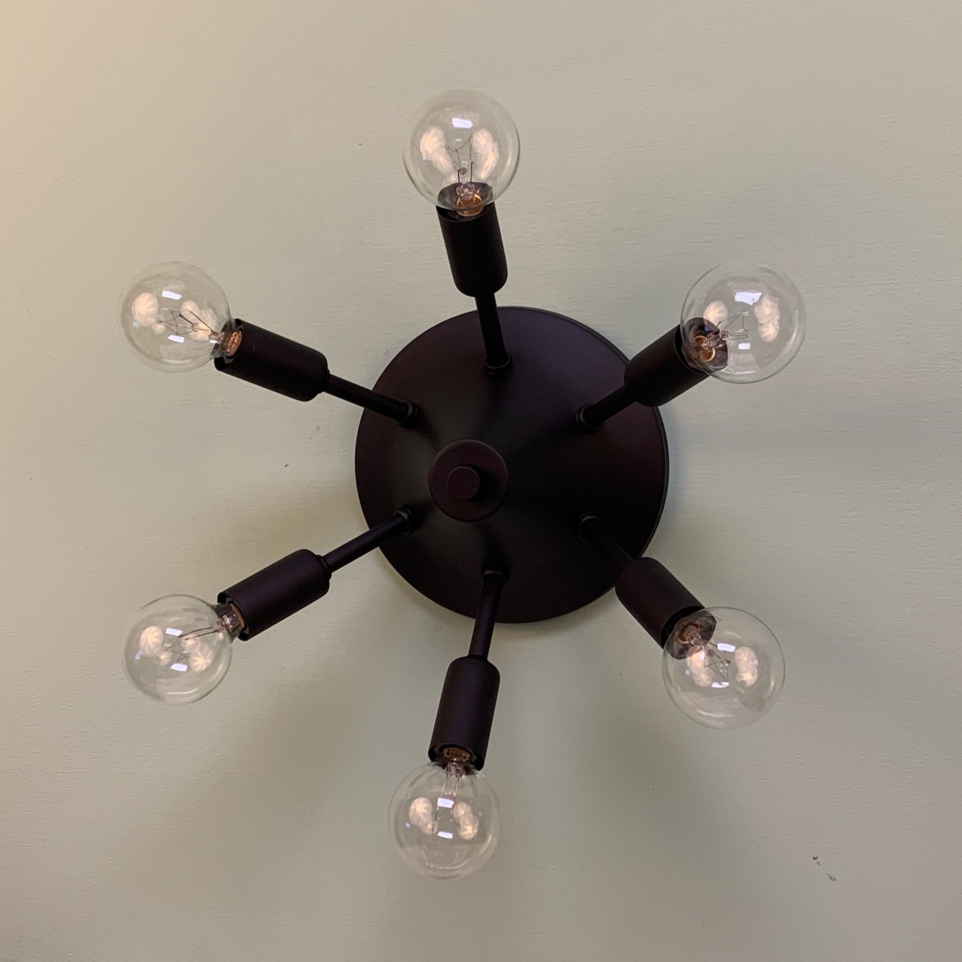 Grand Starlight Mid Century Modern Flush Mount Sputnik in Matte Black