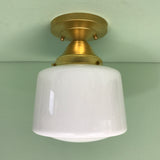 Opal Glass Hyperion Flush Mount Light Raw Brass