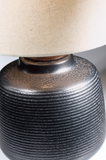 Lismore Retro Bronze Ceramic Table Lamp with Linen Shade by Lite Source