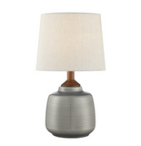 Lismore Retro Gray Ceramic Table Lamp with Linen Shade by Lite Source