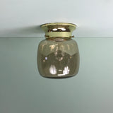 Retro Smoked Glass Flush Mount Light Fixture in Polished Brass