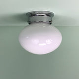 Retro Oval Glass Flush Mount Fixture with Chrome Hardware