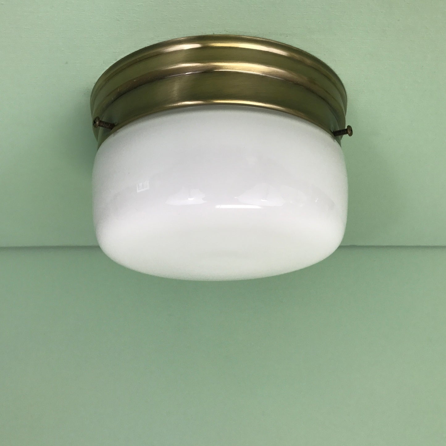 6" Classic Opal Glass Flush Mount Ceiling Light Antique Brass