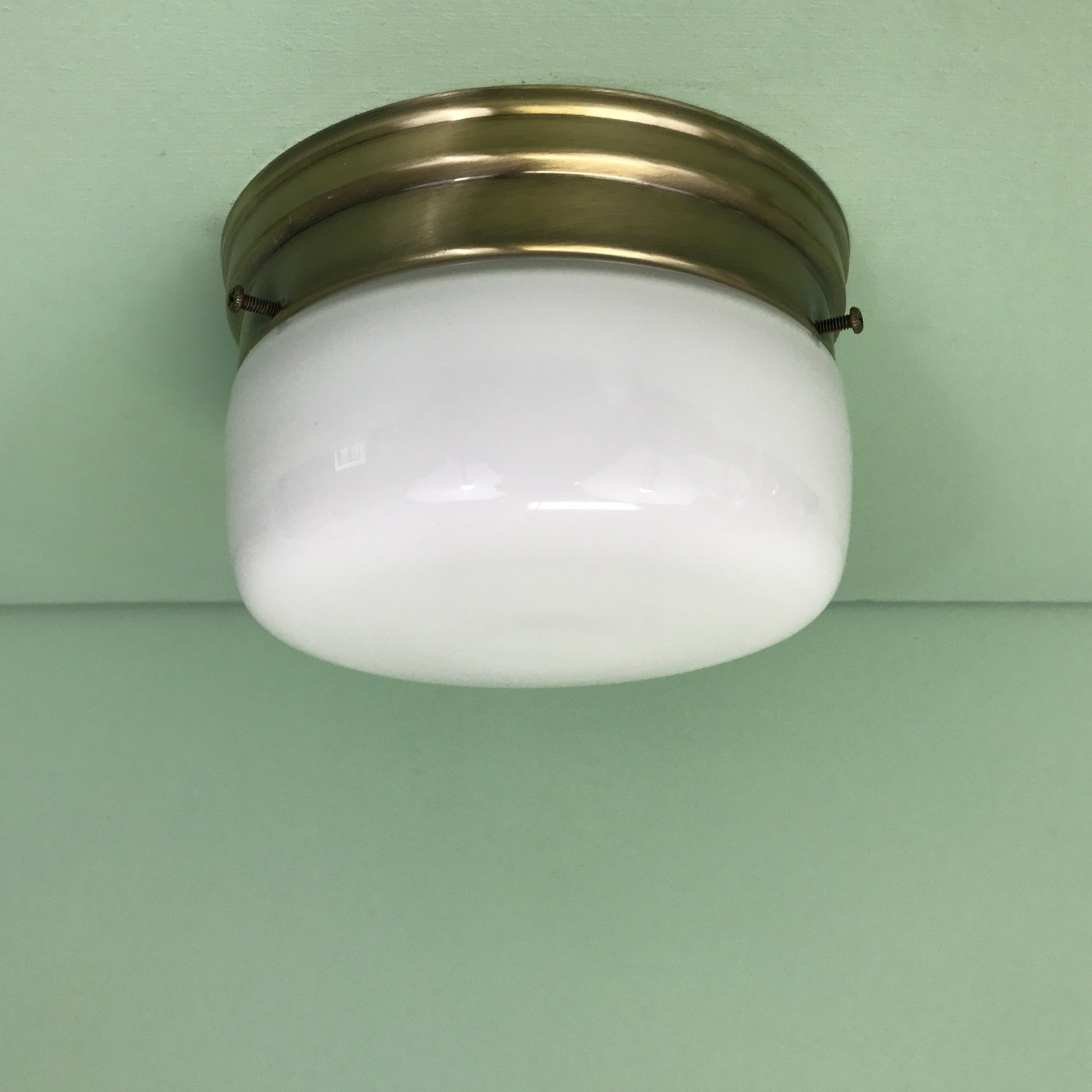 6" Classic Opal Glass Flush Mount Ceiling Light Antique Brass