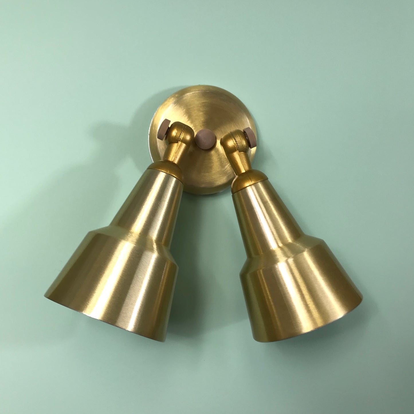 Remcraft 2055 Swedish Modern Exterior Double Bullet Sconce in Satin Brass