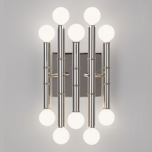 Meurice Modern 10-light Wall Sconce by Johnathan Adler in Polished Nickel