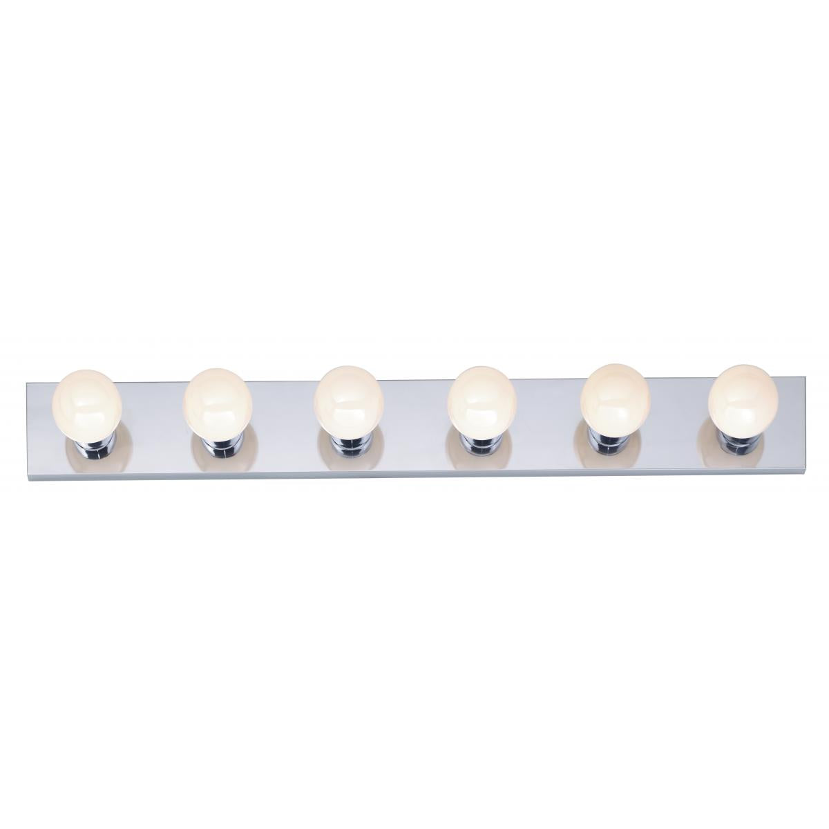 6-Light Modern Hollywood Makeup Mirror Vanity Wall Sconce 36" Bath Fixture - Polished Chrome, Polished Brass, or Beveled Mirror - Mid Century Modern Lighting by Practical Props