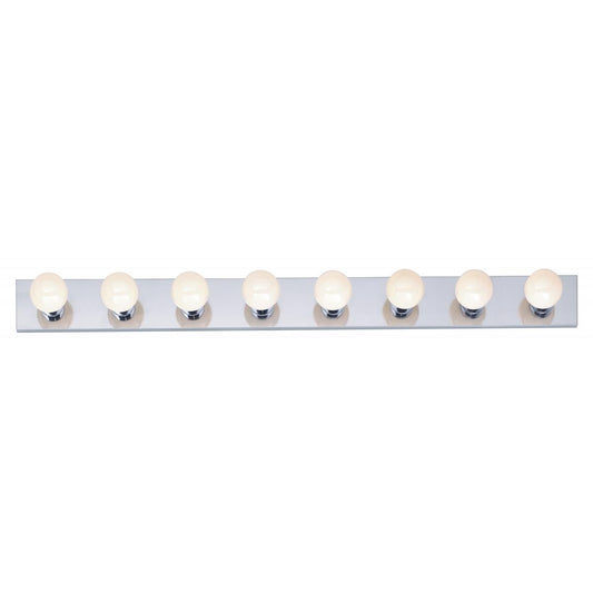 8-Light Modern Hollywood Makeup Mirror Vanity Wall Sconce 48" Bath Fixture - Polished Chrome or Polished Brass - Mid Century Modern Lighting by Practical Props