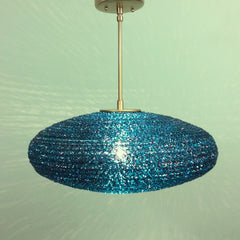 Teal Spun Acrylic Spaghetti Pendant Light by Practical Props