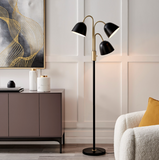 Stark Black & Brass Modern Adjustable Gooseneck 3 Light Floor Lamp by Lite Source