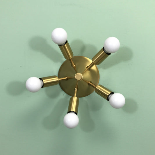 Starlight Mid Century Modern Flush Mount Light Fixture in Satin Brass