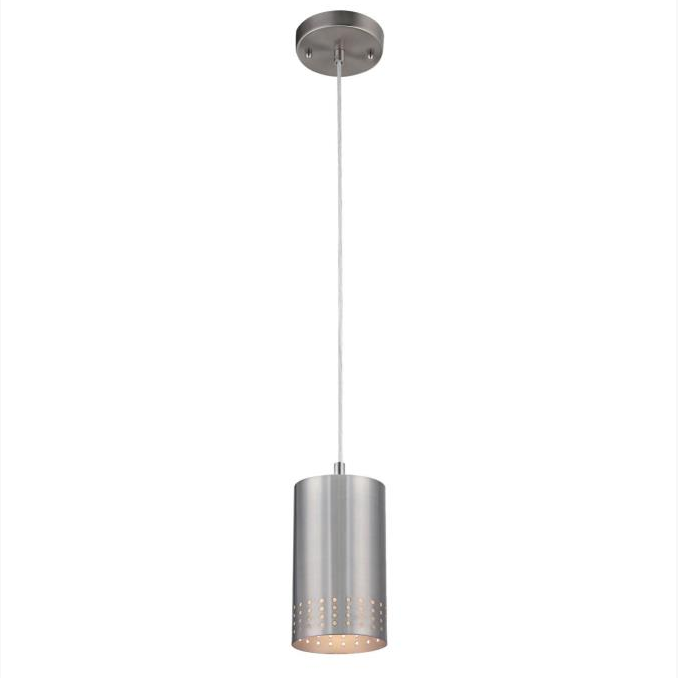 Modern Cylinder Pinhole Pendant Light in Brushed Nickel 