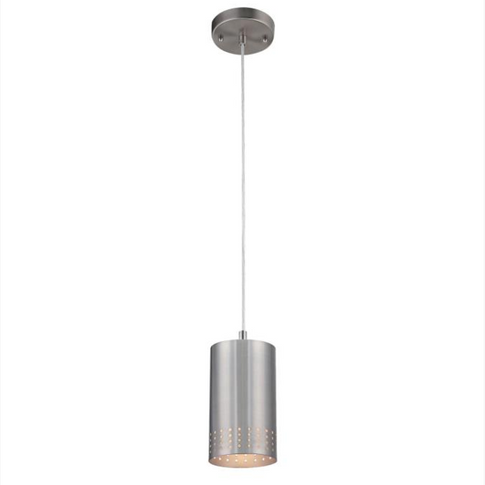 Modern Cylinder Pinhole Pendant Light in Brushed Nickel 