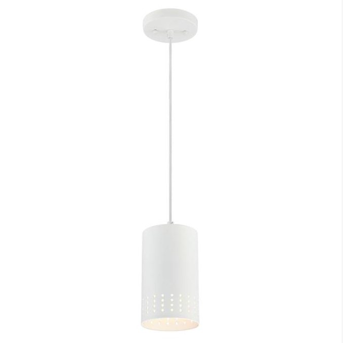Modern Cylinder Pinhole Pendant in Matte White