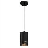 Modern Cylinder Pinhole Pendant in Matte Black