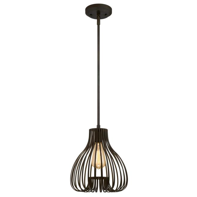 Modern Cage Teardrop Mini Pendant in Rubbed Bronze 