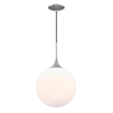 Moretti LED Modern Globe Pendant in Brushed Nickel with Frosted Glass