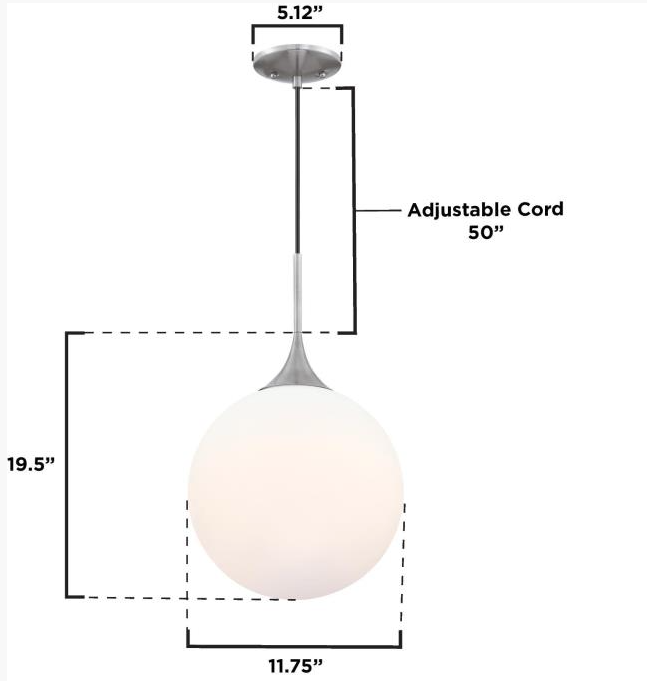 Moretti LED Modern Globe Pendant in Brushed Nickel with Frosted Glass