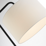 Orea Modern Minimalist Floor Lamp - Black Lamp w/ Off-White Drum Shade 