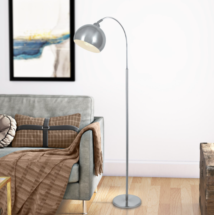 Palesa Modern Ark Floor Lamp in Polished Steel or Satin Black by Lite Source