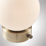 Reon Brushed Brass Modern Globe Table Lamp - White Frosted Globe Accent Lamp 