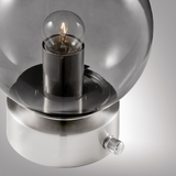 Reon Brushed Brass Modern Globe Table Lamp - Satin Nickel + Smoked Globe Accent Lamp