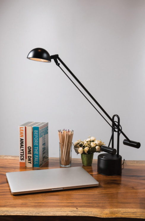 Halotech Retro LED Desk Lamp - 1980s 1990s Halogen-Style Weighted Arm Task Lamp by Lite Source