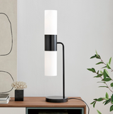 Dulance Modern Black + Frosted Glass Cylinder 2 Light Table Lamp