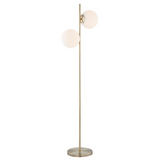 Lencho 2-Light Modern Frosted Globe Floor Lamp in Brass or Black 