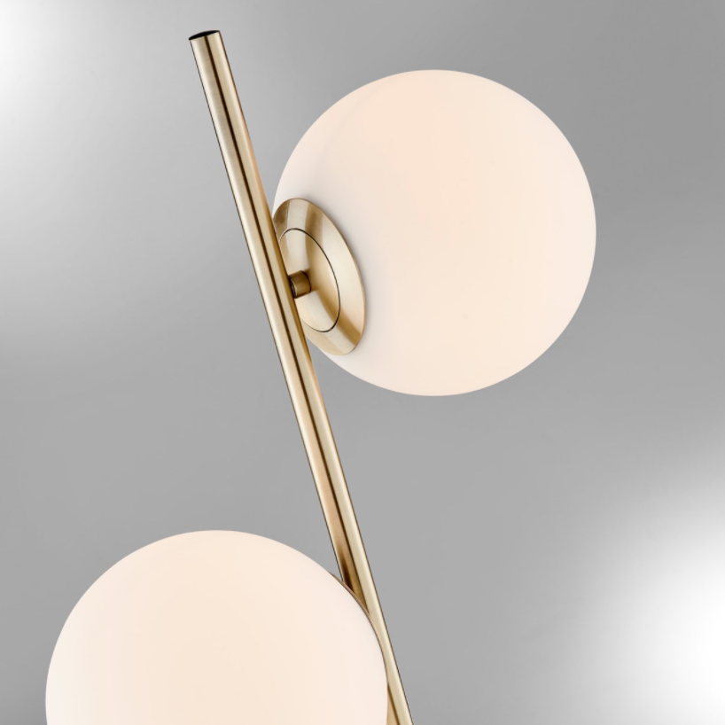 Lencho 2-Light Modern Frosted Globe Floor Lamp in Brass or Black 
