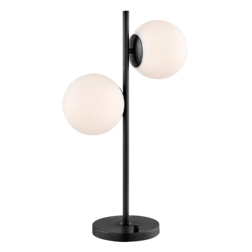 Lencho 2-Light Modern Frosted Globe Table Lamp in Brass or Blac