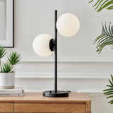 Lencho 2-Light Modern Frosted Globe Table Lamp in Brass or Blac