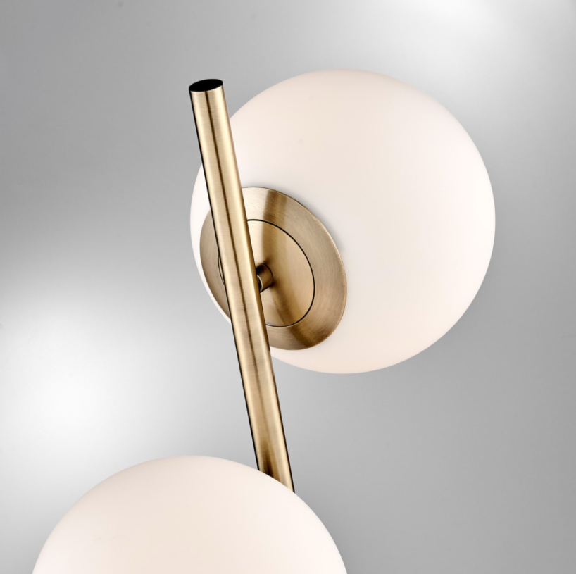 Lencho 2-Light Modern Frosted Globe Table Lamp in Brass or Blac