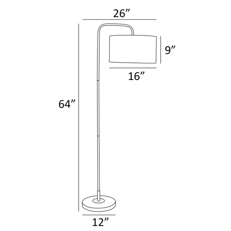 Orea Modern Minimalist Floor Lamp - Black Lamp w/ Off-White Drum Shade 