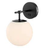 Lencho Modern Globe Sconce w/ Switch & Plug by Lite Source in Satin Black