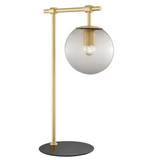 Lencho Modern Smoked Globe Table Lamp by Lite Source - Brushed Brass or Satin Nickel