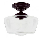 12" Clear Glass Schoolhouse Semi-Flush Mount Fixture by Practical Props