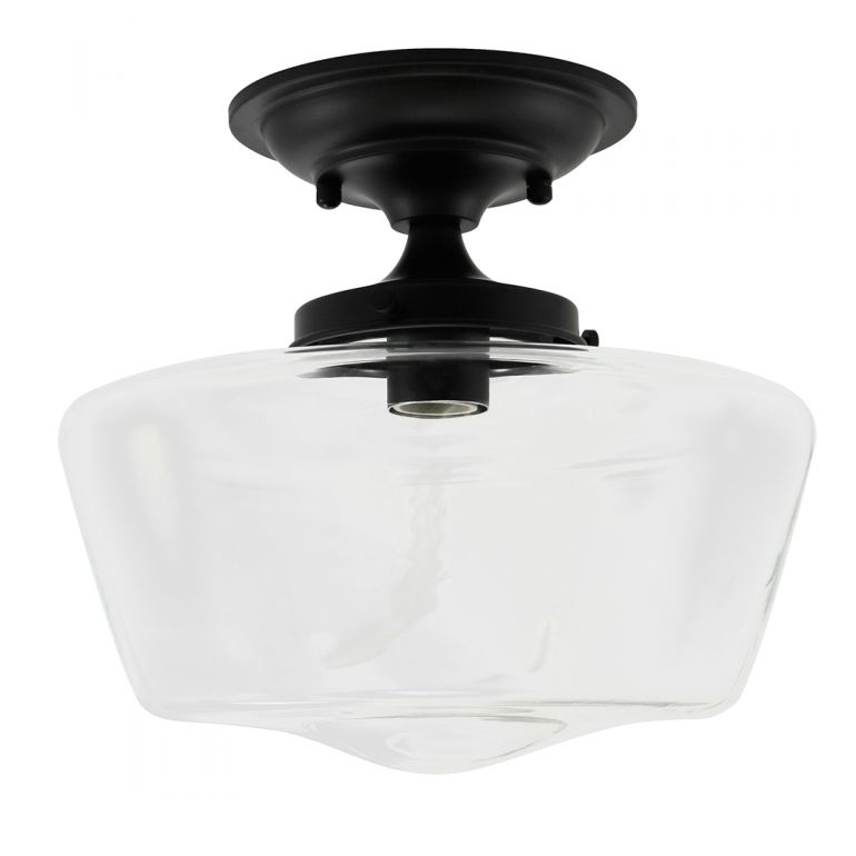 12" Clear Glass Schoolhouse Semi-Flush Mount Fixture by Practical Props