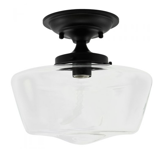 12" Clear Glass Schoolhouse Semi-Flush Mount Fixture by Practical Props